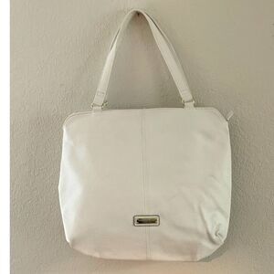 Vintage LONDON FOG New Old Stock White Vegan Leather Hobo Shoulder Bag & Gold